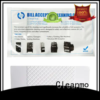 Cleanmo flocked fabric atm cleaning cards manufacturer for dollar bill readers