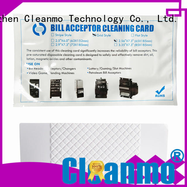 Cleanmo flocked fabric bill validator cleaning cards manufacturer for readers