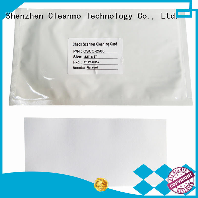 Cleanmo non woven fabric check reader cleaning card manufacturer for Digital Check TellerScan