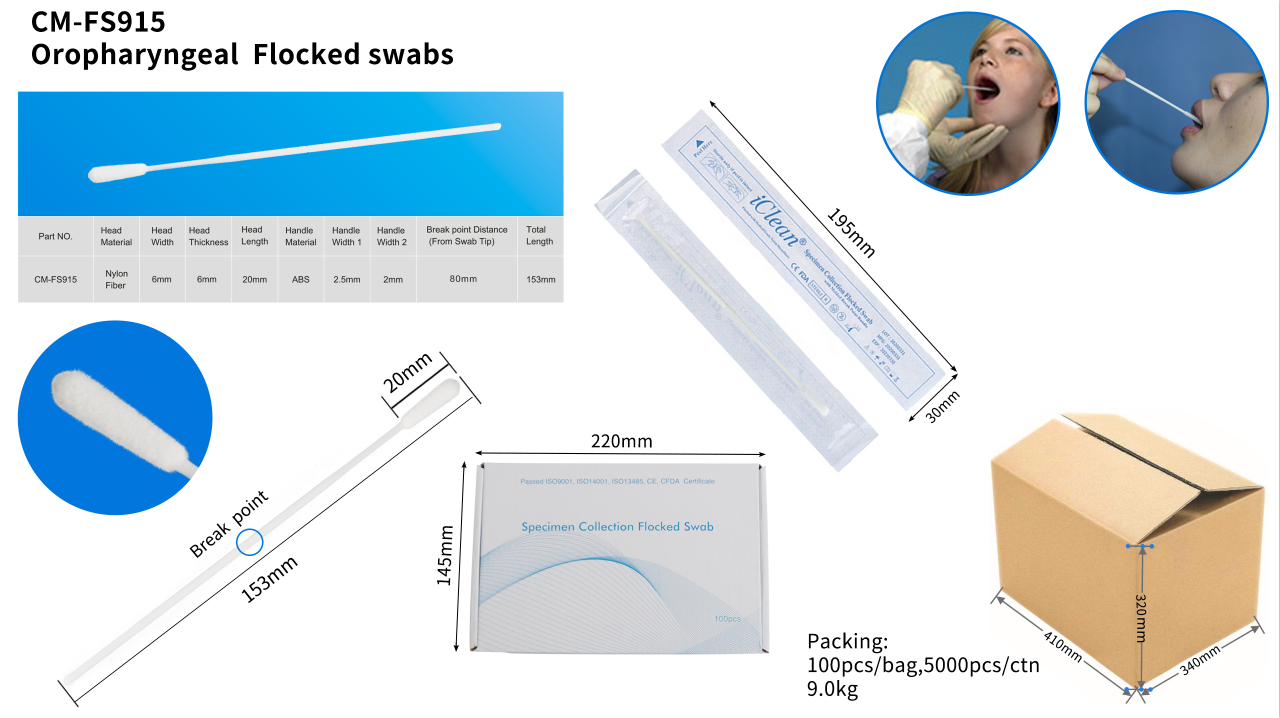 Cleanmo Bulk buy OEM nylon flocked swab manufacturer for cytology testing-12