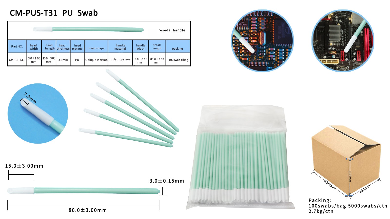 Cleanmo high quality gun cleaning swabs wholesale for Micro-mechanical cleaning-3