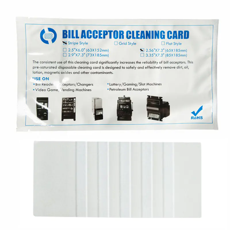 Bill Validator Cleaner Strilp Style Flocked Cleaning Card