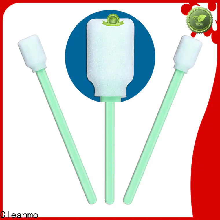 Cleanmo green handle polyester swab supplier for excess materials cleaning