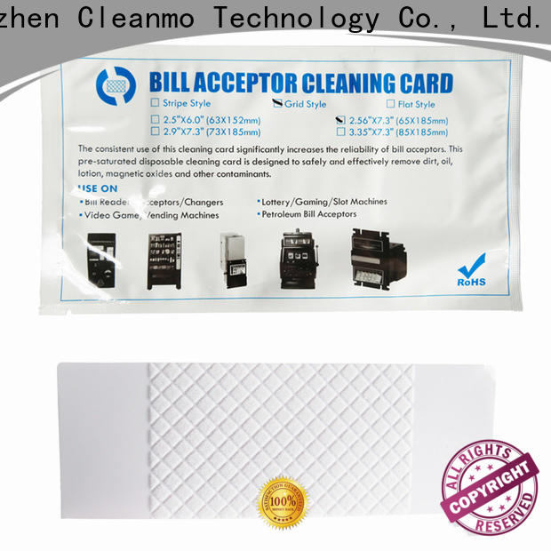 Cleanmo disposable atm cleaning cards manufacturer for dollar bill readers