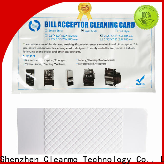 Cleanmo pvc alcohol cleaning cards supplier for dollar bill readers