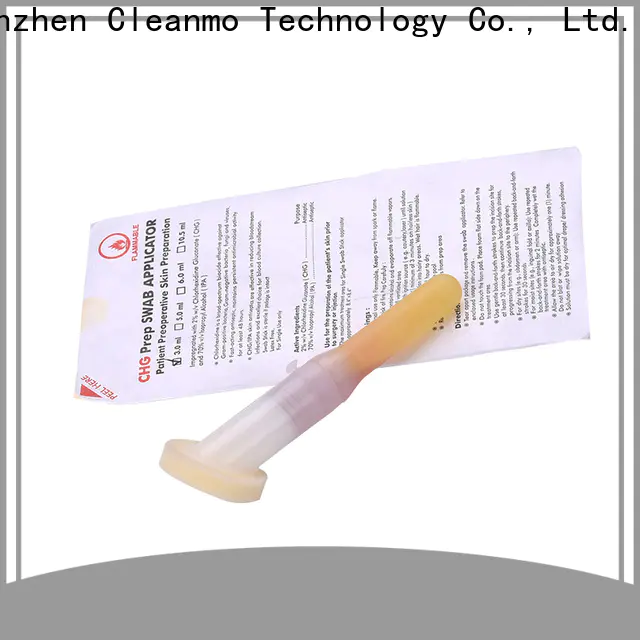 Cleanmo long plastic handle with 2% chlorhexidine gluconate CHG applicators wholesale for surgical site cleansing after suturing