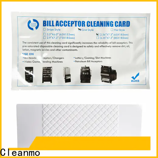 Cleanmo white dollar bill acceptor cleaning cards supplier for video game machines