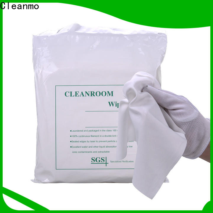Cleanmo polyester lint free wipes clean room manufacturer for chamber cleaning