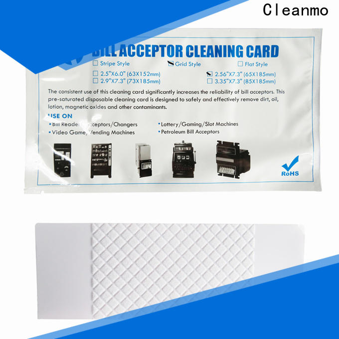 Cleanmo flocked fabric bill acceptor cleaning card manufacturer for currency counters