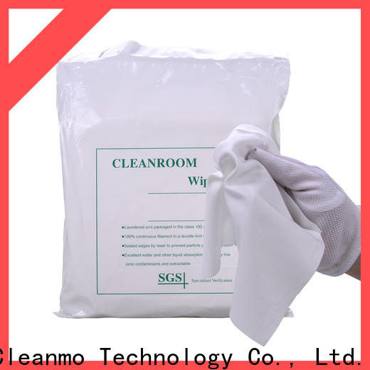 Cleanmo non-abrasive texture cleanroom polyester wipes manufacturer for chamber cleaning