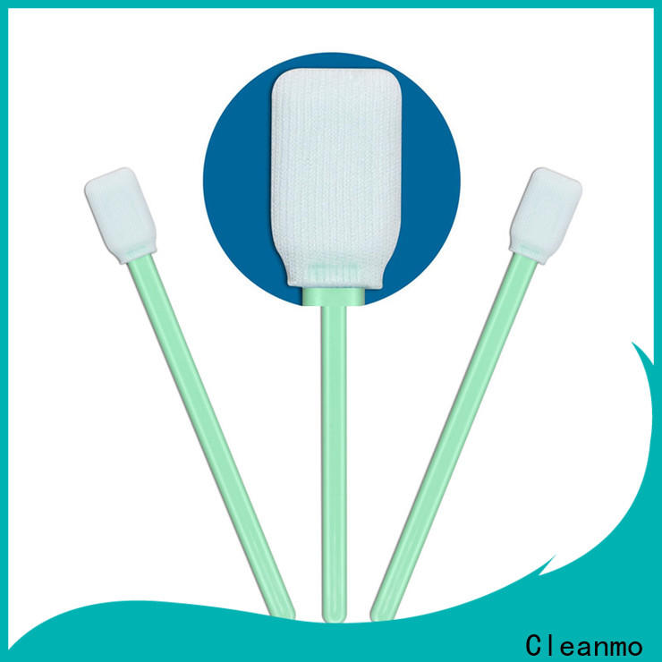Cleanmo double-layer knitted polyester clean room cotton swabs manufacturer for optical sensors