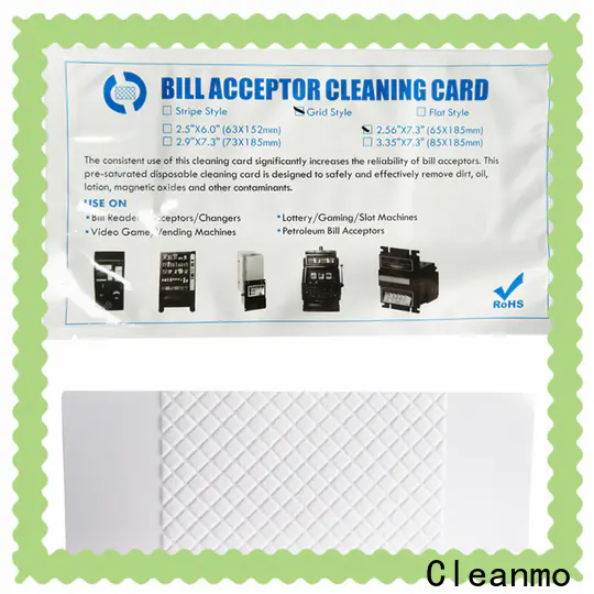 Cleanmo Wholesale OEM dollar bill acceptor cleaning cards manufacturer for readers