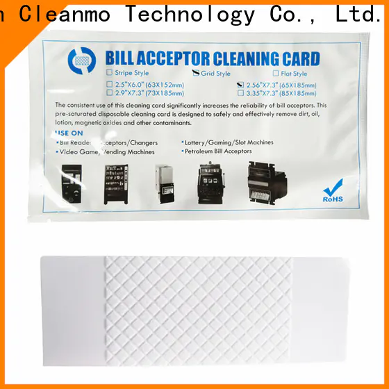 Cleanmo pvc alcohol cleaning cards manufacturer for dollar bill readers