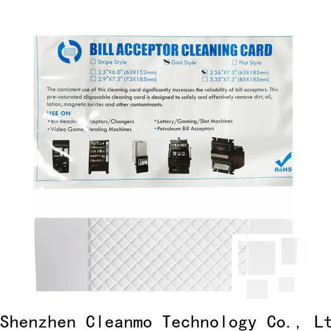 Cleanmo white bill acceptor cleaning card supplier for dollar bill readers