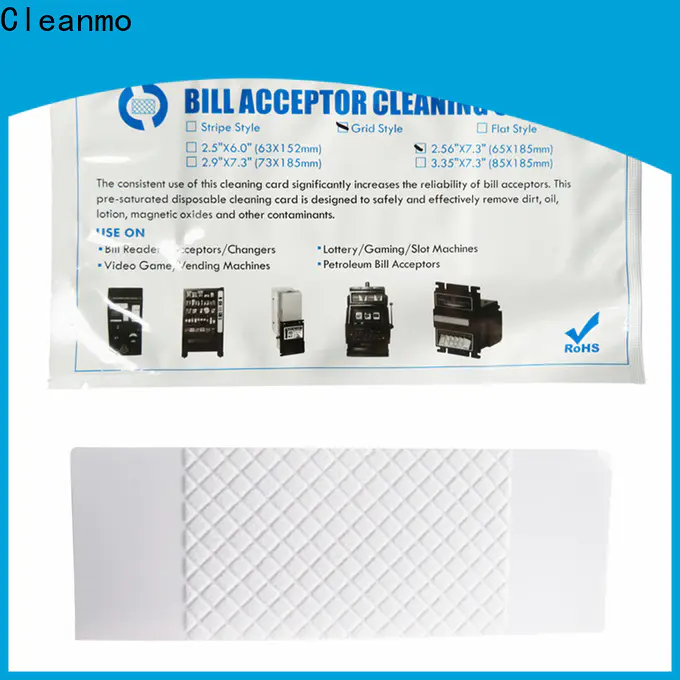 Cleanmo flocked fabric dollar bill acceptor cleaning cards manufacturer for currency counters