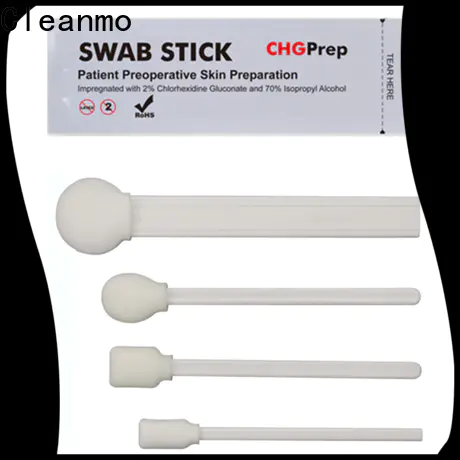 Cleanmo Polypropylene handle with 2% chlorhexidine gluconate anti bacterial swabs factory price for Surgical site cleansing after suturing