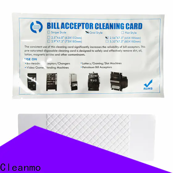 Cleanmo flocked fabric cash acceptor cleaning card factory for dollar bill readers