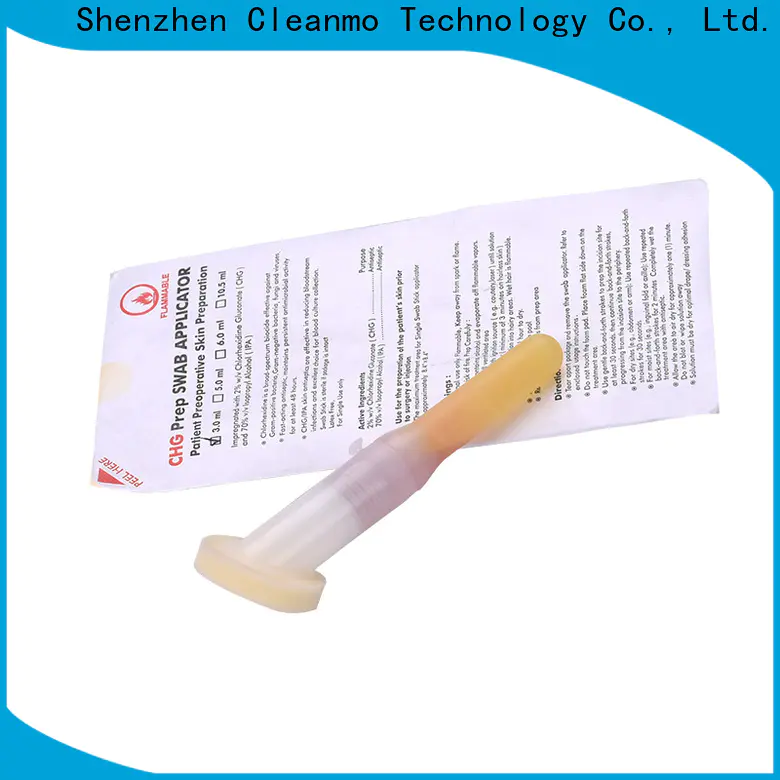 Cleanmo long plastic handle with 2% chlorhexidine gluconate Medical Sterilized applicator manufacturer for dialysis procedures